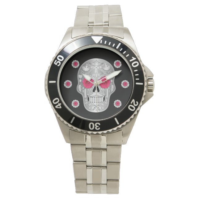 Chrome Calavera (Rose rose) Montre (devant)
