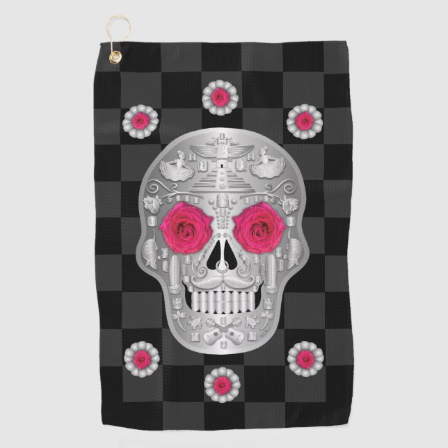 Chrome Calavera (Rose rose) serviette de golf (Devant)