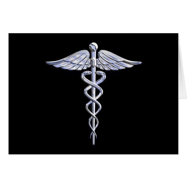 Chrome Comme Caduceus Symbole Médicale (Devant horizontal)