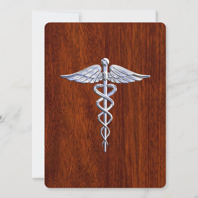 Chrome Comme Caduceus Symbole Médicale Style Mahog (Devant)
