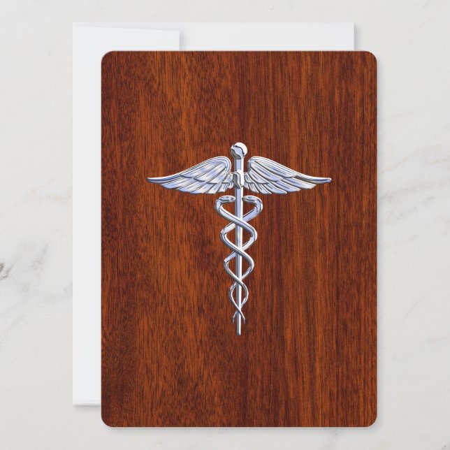 Chrome Comme Caduceus Symbole Médicale Style Mahog (Devant)