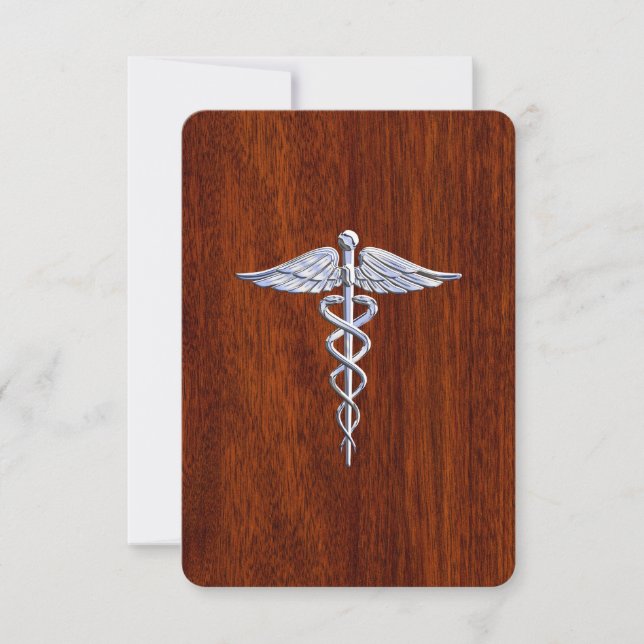 Chrome Comme Caduceus Symbole Médicale Style Mahog (Devant)
