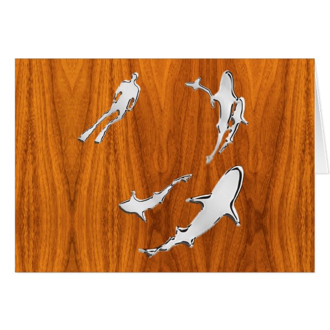 Chrome Comme Plongeur avec Requins sur Placage de  (Devant horizontal)