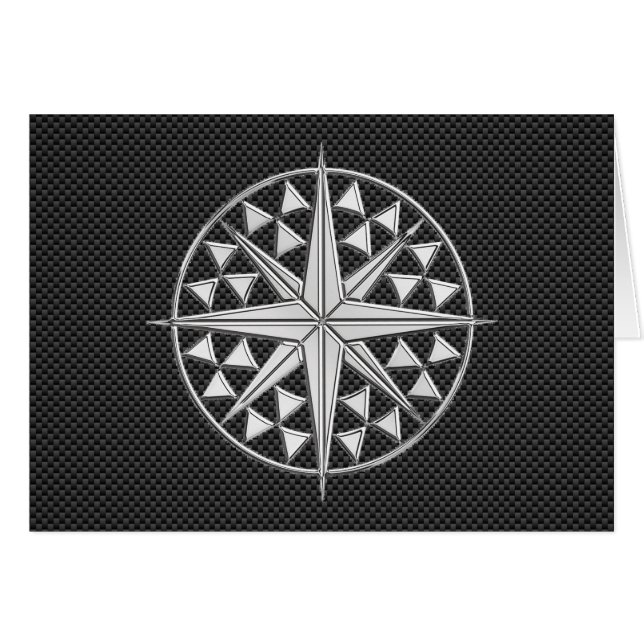 Chrome Like Nautical Star Compass on Carbon Fiber (Devant horizontal)