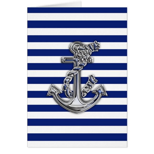 Chrome Like Rope Anchor on Nautical Stripes (Devant)