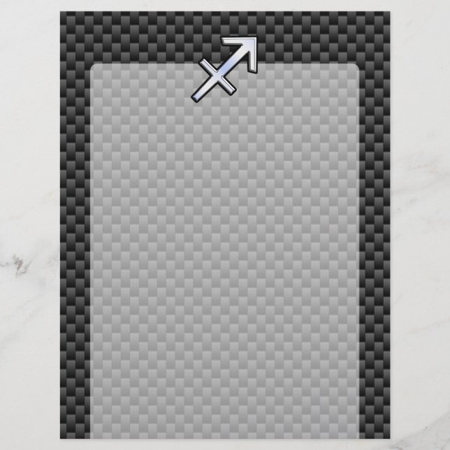 Chrome Like Sagittarius Sign Carbon Fiber Print (Devant)