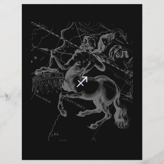 Chrome Sagittarius Zodiac Sign Hevelius circa 1690 (Devant)