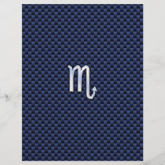 Chrome Scorpio Zodiac Sign on Blue Carbon Fibre (Devant)