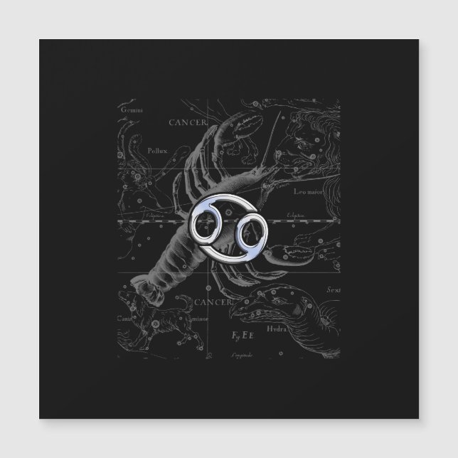 Chrome style Cancer Zodiac Sign on Hevelius 1690 (Devant)