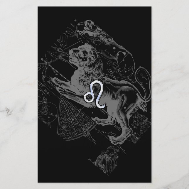 Chrome Style Leo Zodiac Carte Hevelius 1690 (Devant)