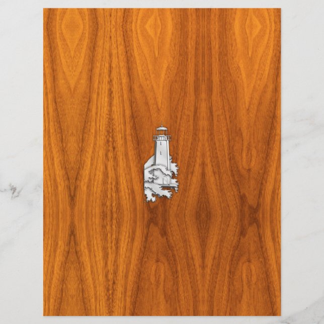 Chrome Style Lighthouse on Teak Wood Decor (Devant)