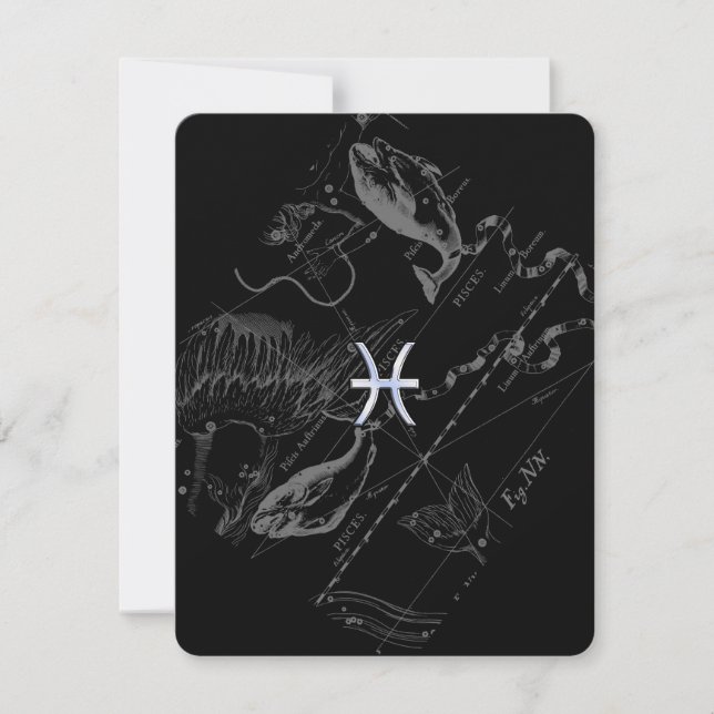 Chrome Style Pisces Symbole Zodiac sur Hevelius (Devant)