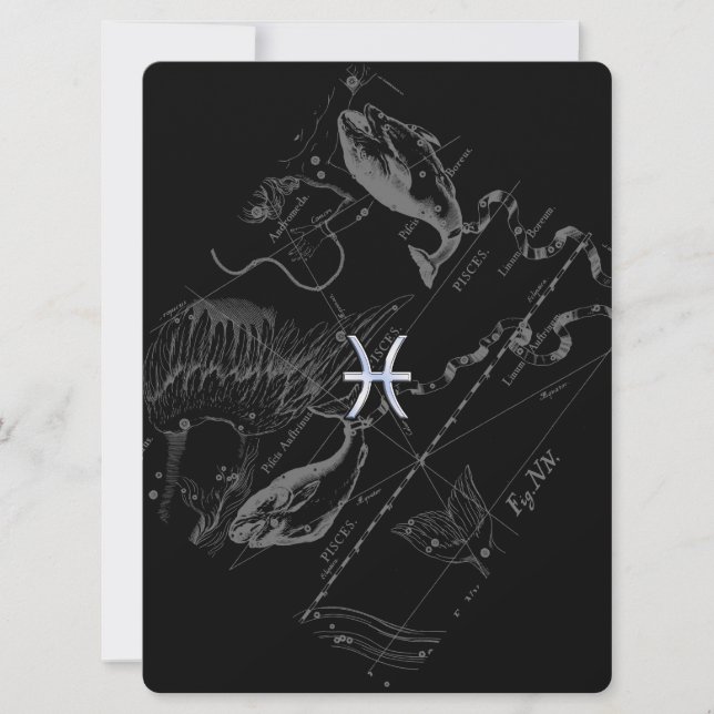 Chrome Style Pisces Symbole Zodiac sur Hevelius (Devant)