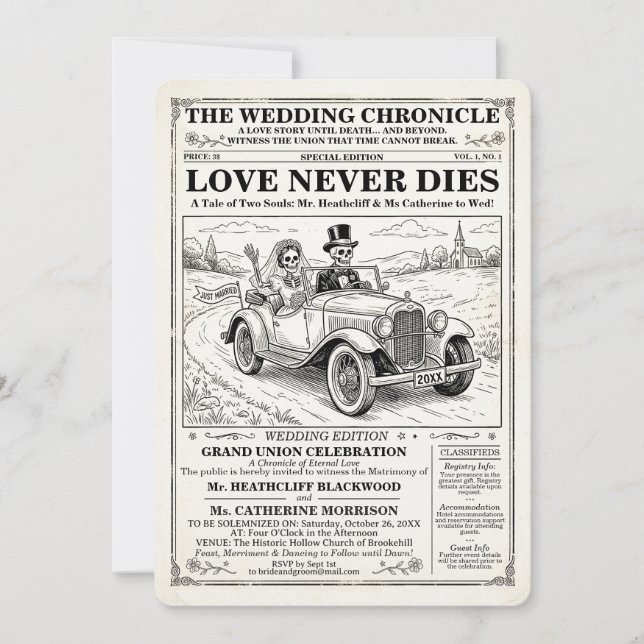 Chronique de squelettes Invitation de mariage (Devant)