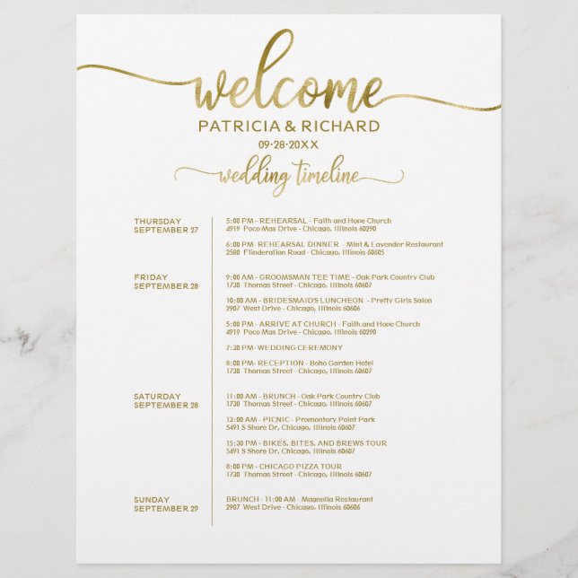 Chronologie Chic Itinéraire Du Week-end Mariage De (Devant)