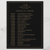 Chronologie de mariage à monogramme simple noir et