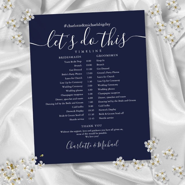 Chronologie du calendrier des Mariages bleus de la (Elegant Navy Blue Wedding Schedule Timeline)