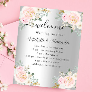 Chronologie du programme de mariage florale rose a