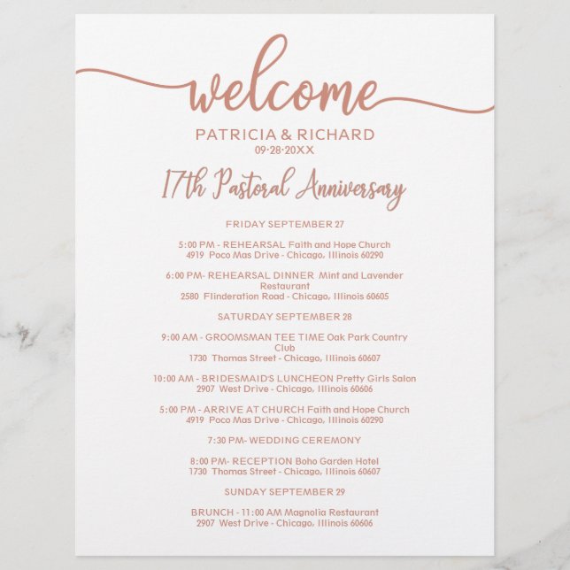 Chronologie itinérante de fin de semaine Rose Gold (Devant)