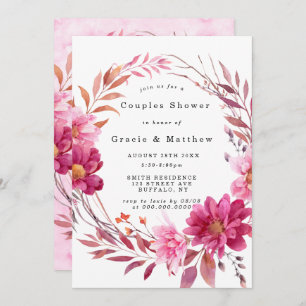Chrysanthème rose chaud Couples Invitations de dou