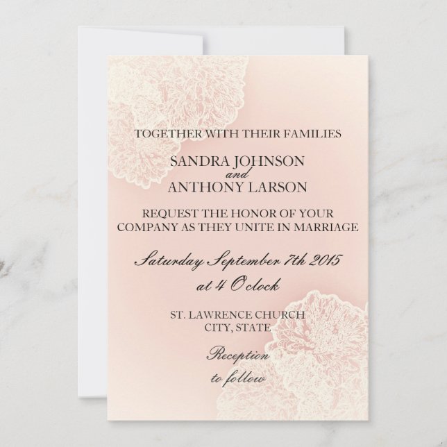 Chrysanthème rose Faire-part de mariage floral (Devant)