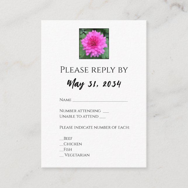 Chrysanthème rose Hot Cartes Rsvp Mariage Floral (Devant)