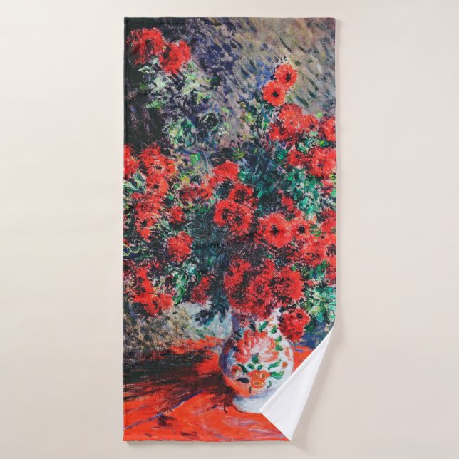Chrysanthème rouge, Monet (Serviette de bain)