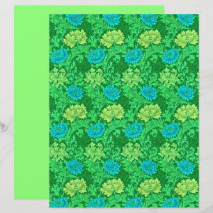 Chrysanthèmes de William Morris, vert lime et aqua