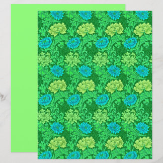 Chrysanthèmes de William Morris, vert lime et aqua