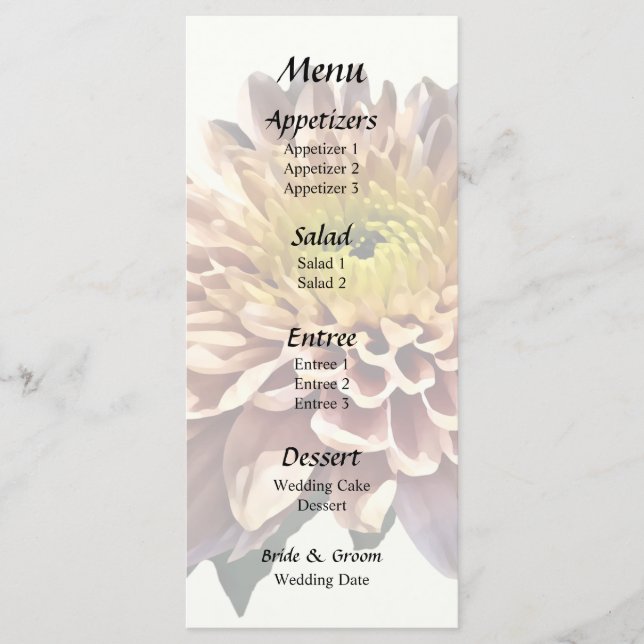 Chrysanthèmes rose clair Menu Mariage (Devant)