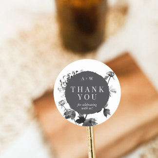 Chrysanthemum Ink Art Sticker rond