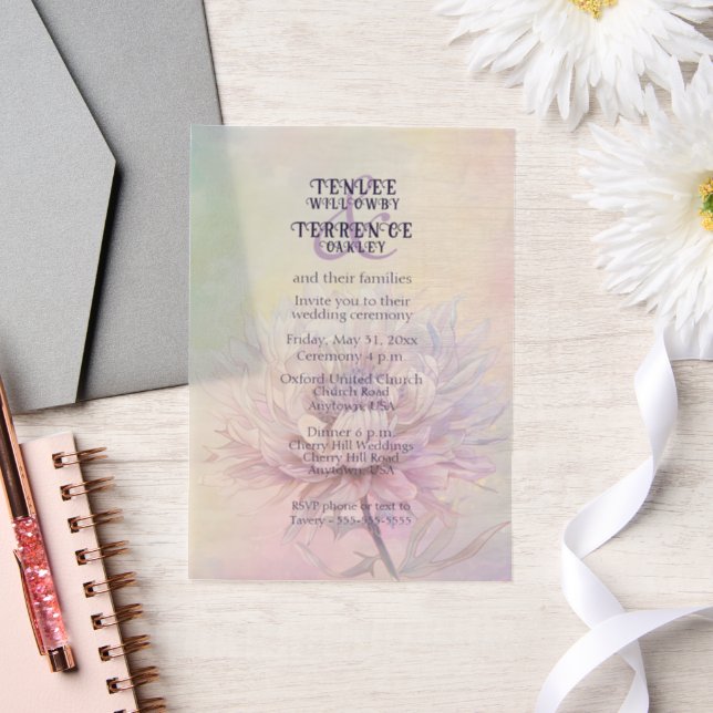 Chrysanthemum Pink Purple Wedding Invitation (Mariage)