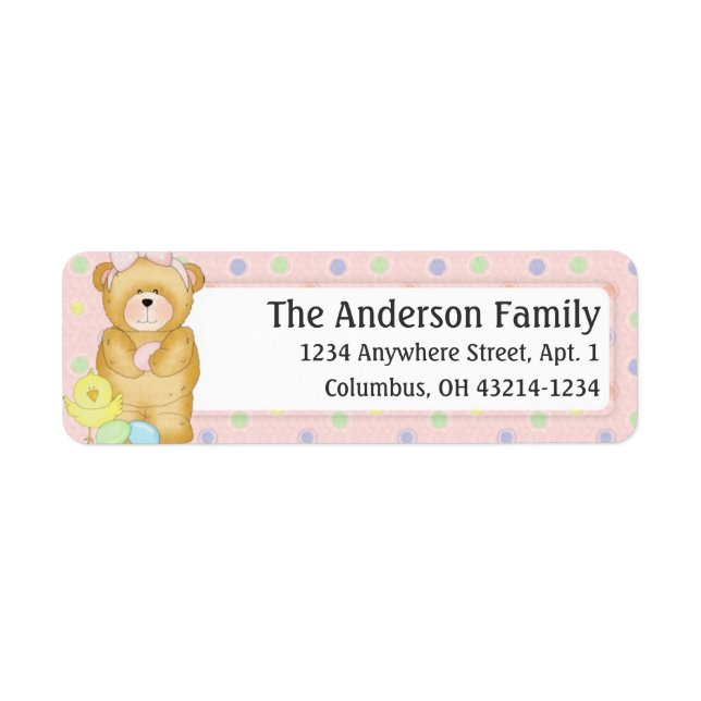 Chubby Cubby Easter Teddy Bear d3 Étiquette de adr (Devant)