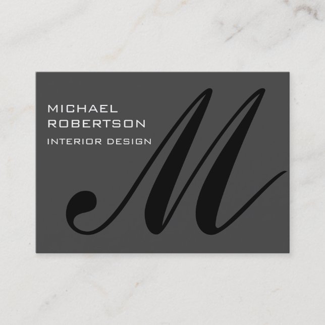 Chubby Gris Noir Monogramme Carte de visite élégan (Devant)