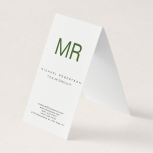Chubby Moderne Monogramme Blanc Vert Carte de visi