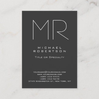 Chubby Moderne Monogramme gris Carte de visite bla