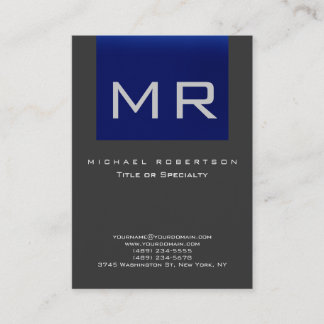 Chubby Monogram Blue Grey Carte de visite propre