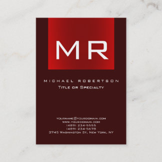Chubby Monogram Brown Red Clean Carte de visite