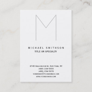 Chubby Monogram Gris Blanc Simple Carte de visite