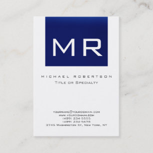 Chubby Monogramme Bleu Blanc Carte de visite propr