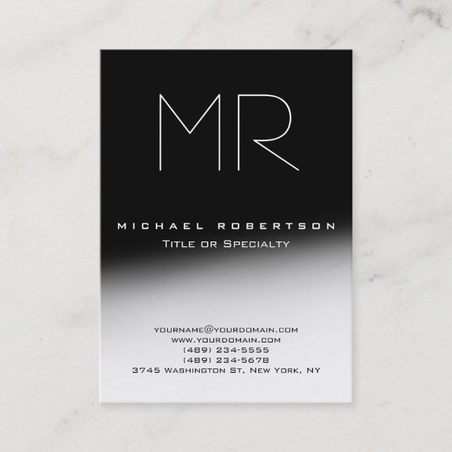 Chubby Stylish Monogram Black Grey Carte de visite (Devant)