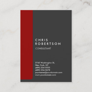 Chubby Vertical Grey Rouge Carte de visite tendanc
