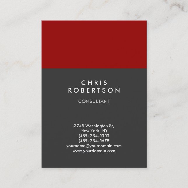 Chubby Vertical Red Grey Carte de visite tendance (Devant)