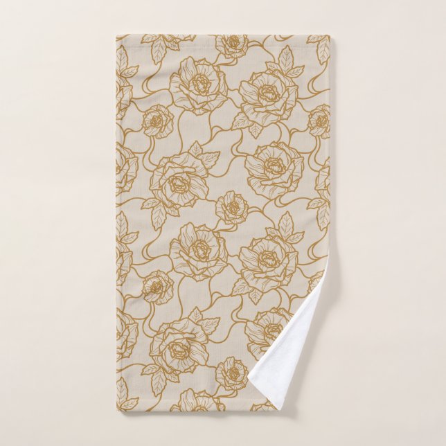 Chuchotements de Rose, Motif Floral à Lignes Éléga (Serviette à main)