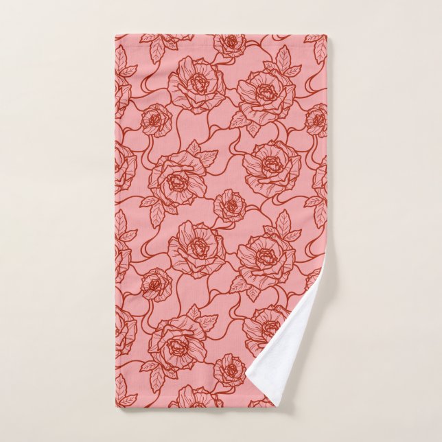 Chuchotements de Rose, Motif Floral au Trait Éléga (Serviette à main)