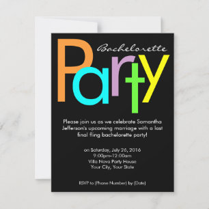Chunky Block Colors Bachelorette Party Invitation
