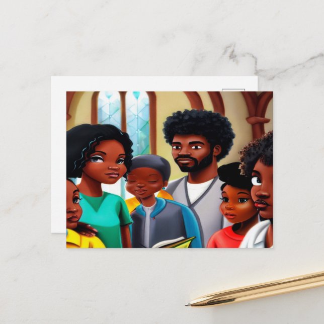 Church Folks Christian Art Carte postale (Devant/Arrière en situation)