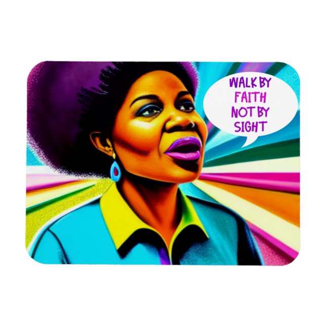 Church Lady Walk By Faith Art Magnet (Horizontal)