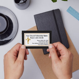 Church Pastor Classy Cartes de visite d'or