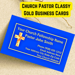 Church Pastor Classy Cartes de visite d'or